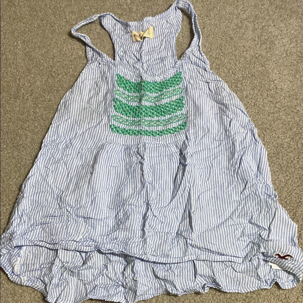 Hollister Blue and White Striped Top